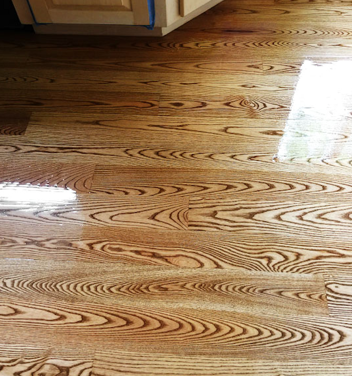New ash hardwood floors in kitchen