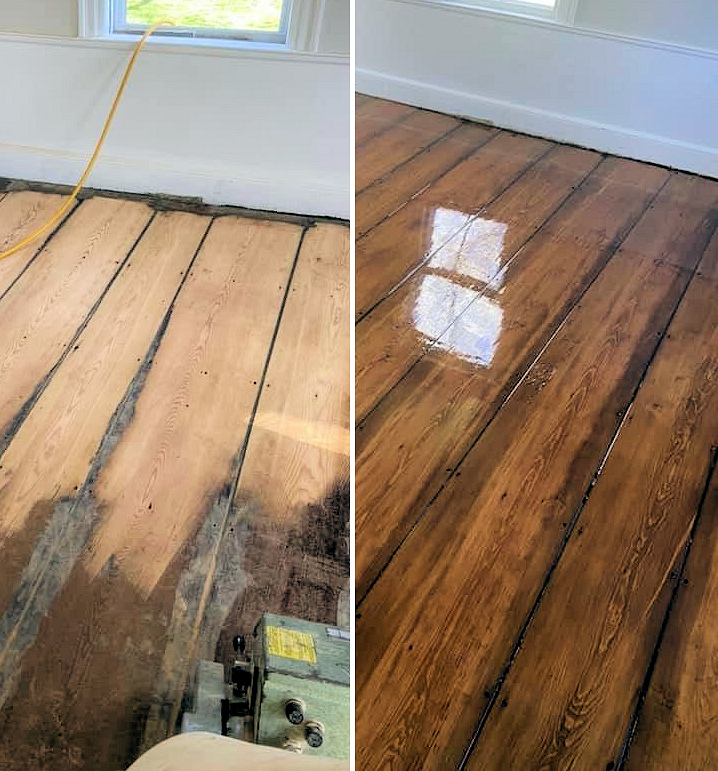 Historic pine floor in c.1800 home