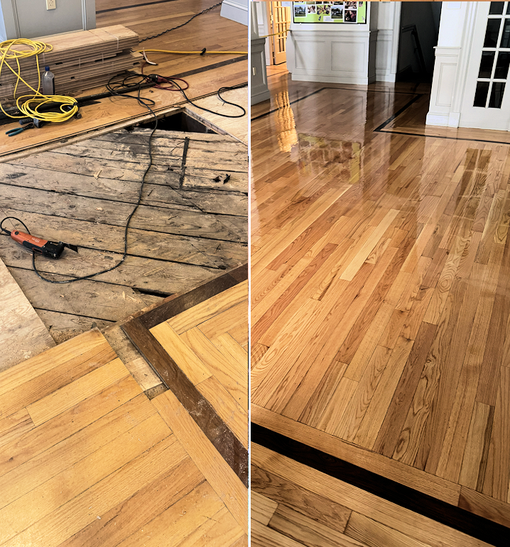 Existing red oak floor and Intricate details